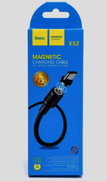Кабель Hoco USB (m) to Lighting (m) 2.4A 1.0м черный магнитный