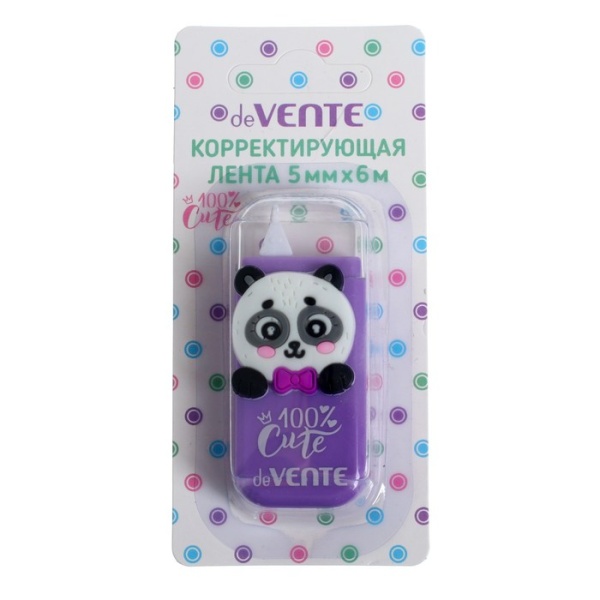 Корректор-лента 5 мм*6 м  DEVENTE  "100% Cute.Panda" фронтальный аппликатор 4062326