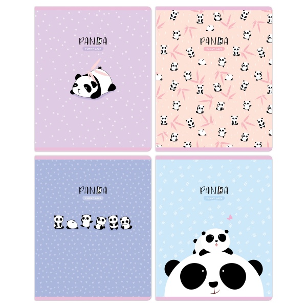 Тетрадь 48л., клетка MESHU "Funny panda", матовая ламинация, фактурное тиснение MS_49786 350110