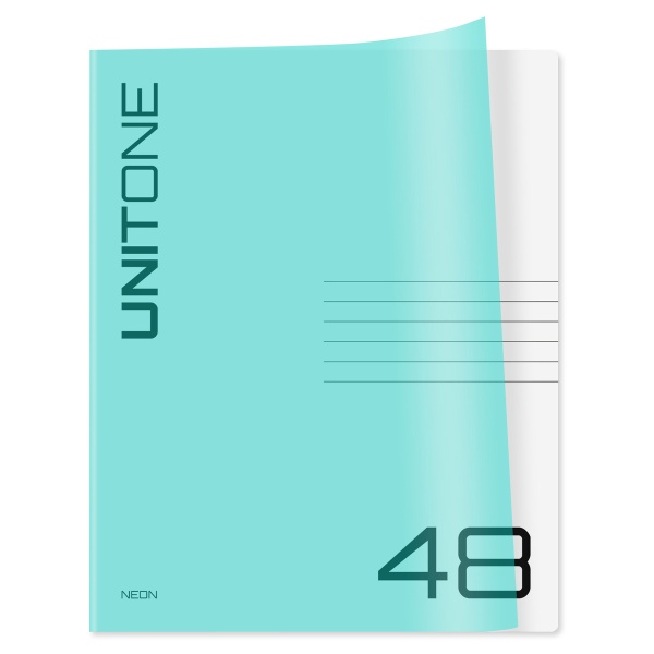Тетрадь 48л. клетка BG "UniTone. Neon", пластиковая обложка, неон голубой Т5ск48_пл 12472 359082