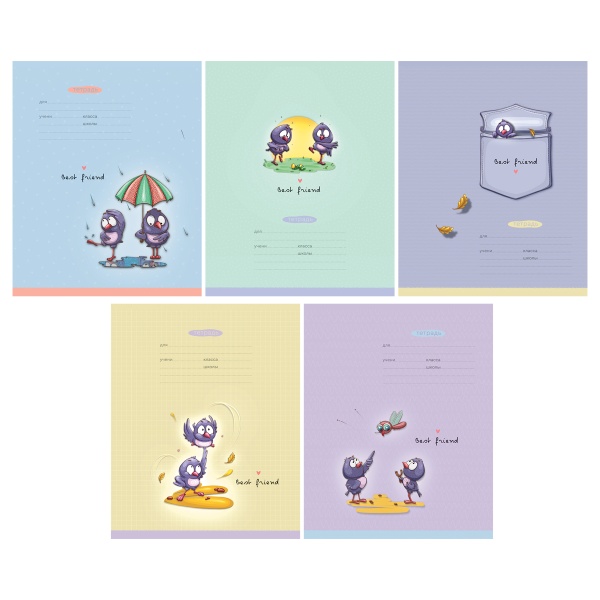 Тетрадь 12л., клетка BG "Эксклюзив. Путешествие птенцов", выборочный лак 363126 Т5ск12_вл 12787
