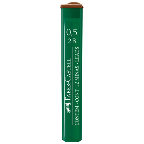 Грифели для механических карандашей Faber-Castell "Polymer", 12шт., 0,5мм, 2B 286023 521502